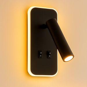 LED Wandlamp - Bedlamp | 2 standen | 6W + 3W | Zwart