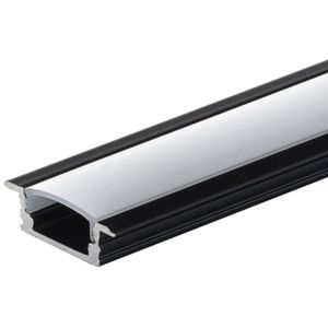 Zwart inbouw profiel | Aluminium | 2 meter | Compleet incl. witte afdekcover