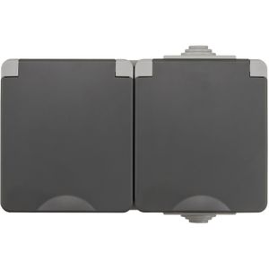 Opbouw Wandcontactdoos 2-voudig | IP55 - Grijs