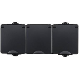 Opbouw Wandcontactdoos 3-voudig | IP55 - Zwart