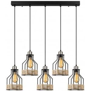 Moderne Hanglamp 5 x E27 fitting - Zwart/Touw - Murcia