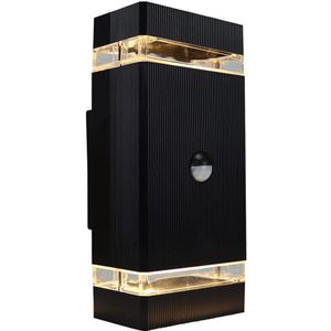 Wandlamp met bewegingssensor | Up - down | IP65 | Zwart | 2x GU10
