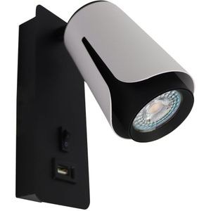 Bedlamp Zwart/ wit | Tulip | USB+C oplaadpoort | GU10 fitting