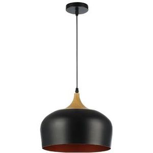 Hanglamp | Luminia | 1-lichts | E27 | Zwart / Hout