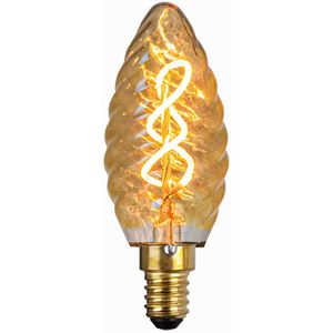 LED Filament kaars lamp 2W | Amber | Ribbel | Dimbaar | E14 | 2400K - Warm wit