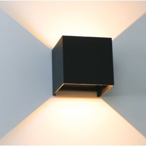 LED Cube Buiten Wandlamp 6W | DIMBAAR | IP65 | Zwart