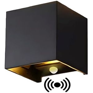 LED Wandlamp sensor | Zwart | Cube | Tweezijdig | DIMBAAR | 2700K/3000K - Warm wit