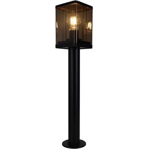 Vierkante staande buitenlamp 50CM | PC lampenkap | Zwart | E27 fitting | IP44