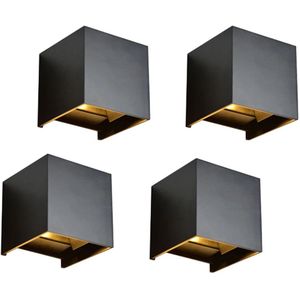 Bundel | LED Cube Wandlamp 6W | DIMBAAR | IP65 | zwart | 4 stuks | 3000K - Warm wit (830)