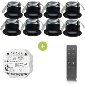 Bundel | LED Veranda inbouwspot | Ø31mm | 1.5 W | Dimbaar - Zwart | 8 Stuks |
