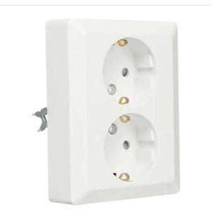 ION industries stopcontact half opbouw 2-voudig met randaarde - alpin wit glanzend