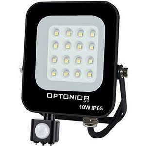 LED Bouwlamp - Schijnwerper met sensor | Basic serie | 10 Watt | Zwart | 4000K - Naturel wit (840)
