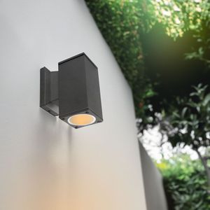LED Wandlamp | vierkant | GU10 fitting | Zwart | IP65 | DIMBAAR