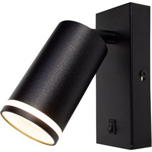 LED Wandlamp - Bedlamp met schakelaar | Zwart met witte ring | GU10 fitting