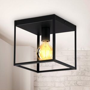 Industriële plafondlamp zwart | Incl. dimbare E27 lamp | Cage