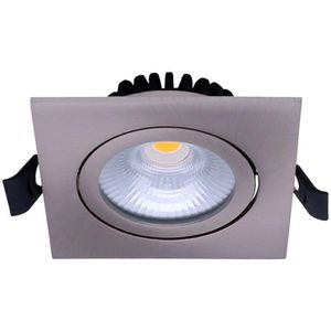 LED Dimbare inbouw spot 6W | Vierkant | Ø75mm | Zilver | 2700K warm wit