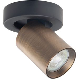 Opbouwspot Oliver Zwart|Brons Metaal Rond GU10 1-voudig ⌀ 10cm