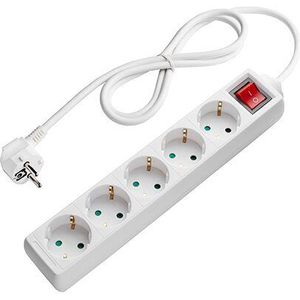 Stekkerdoos 5-voudig met schakelaar - Wit - 1,5 Meter kabel