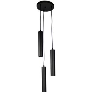 Ronde hanglamp langwerpig Ø22CM | 29CM kokers | Zwart 3x GU10 fitting