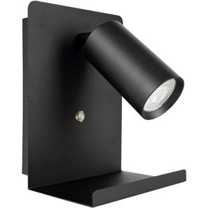 LED Wandlamp - Bedlamp met plateau | Incl. USB | Zwart | GU10 fitting