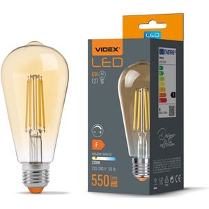 LED Filament Edison lamp amber | dimbaar | 6W | ST64 | E27 - 2200K - Extra warm