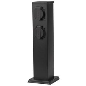 Buitenstopcontact paal met 4 zwarte stopcontacten | 40 cm | 230V