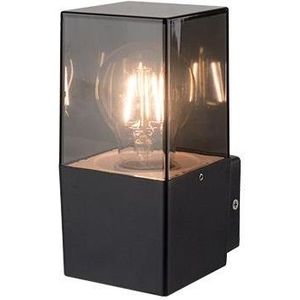 Moderne Wandlamp vierkant | Zwart | Smoke glas | E27 fitting | IP54 - Denver