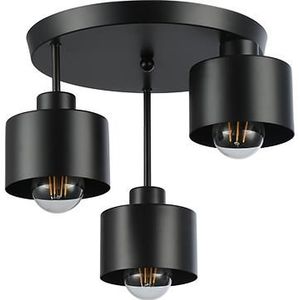 Plafondlamp 3-voudig zwart | metaal | 3x E27 fitting | Ø30cm