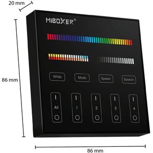 MI-LIGHT afstandsbediening / wandpaneel | 4 GROEPEN | RGB+CCT - Zwart