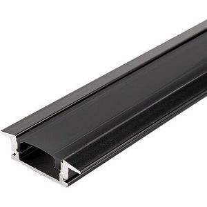 Zwart inbouw profiel | Aluminium | 2 meter | Compleet incl. zwarte afdekcover