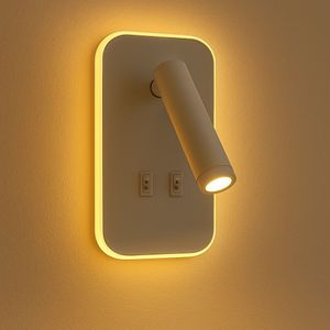 LED Wandlamp - Bedlamp | 2 standen | 6W + 3W | Wit