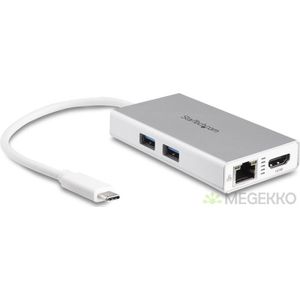 StarTech.com USB-C Multiport laptop adapter Power Delivery 4K HDMI GbE USB 3.0 zilver & wit