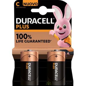 Duracell Plus C - alkaline batterijen - 1,5V, MN1400 - 2 stuks