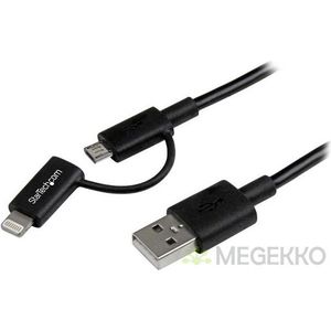 StarTech.com Apple Lightning of Micro USB naar USB kabel 1 m zwart