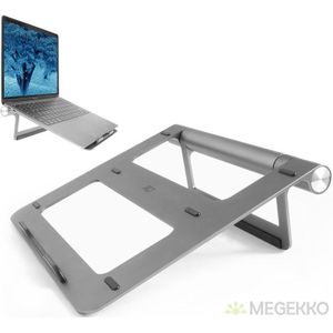 ACT Laptopstandaard aluminium, traploos in hoogte verstelbaar, afneembaar USB-C dockingstation