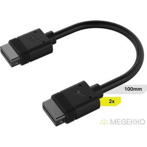 Corsair iCUE LINK Cable, 2x 100mm with Straight connectors, Black