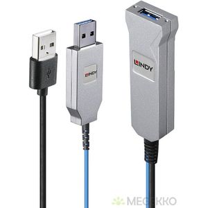 Lindy 43346 USB-kabel 100 m USB 3.2 Gen 1 (3.1 Gen 1) USB A 2 x USB A Blauw, Zilver