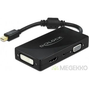 Delock 62073 Mini DisplayPort 1.2 Adapter naar VGA / HDMI / DVI / Audio female 4K Passief zwart