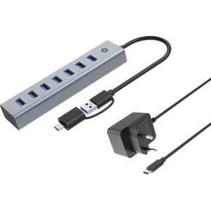 Conceptronic HUBBIES21GP interface hub USB 3.2 Gen 1 (3.1 Gen 1) Type-A 5000 Mbit/s Grijs