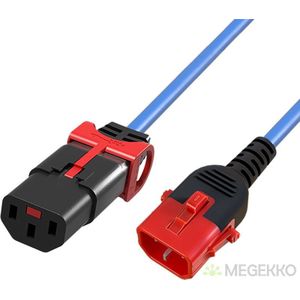 ACT Netsnoer C13 IEC Lock+ - C14 IEC Lock Dual Locking blauw 2 m, PC3620