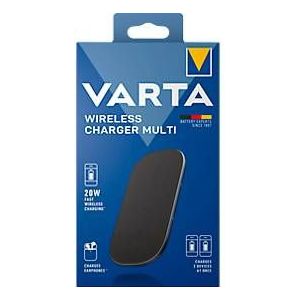 Powerbank Varta Multi 20 W, kabelloses Laden, Dual-Coil-Technologie, bis 20 W, USB Type C, B 120 x T 31 x H 230 mm, schwarz