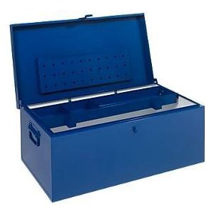 Transportkiste, Dokumentenfach, herausnehmbares Werkzeugfach, L 830 x B 440 x H 340 mm, Stahlblech, RAL 5010