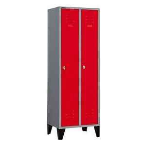 Schäfer Shop Select Kleiderspind mit Füßen, Drehriegelverschluss, hellsilber/rot