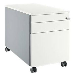Schäfer Shop Select Rollcontainer 126, mit Griffnut, B 435 x T 765 x H 577 mm, weißalu/weißalu/weiß