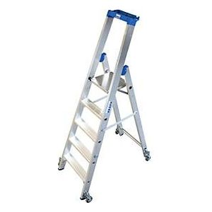 Alu-Stufenstehleiter, fahrbar, 5 Stufen