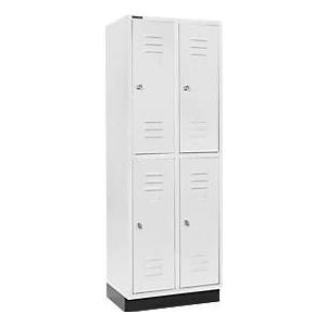 Schäfer Shop Select Kleiderspind, mit 2 x 2 Abteilen, 300 mm, mit Sockel, Zylinderschloss, Tür lichtgrau