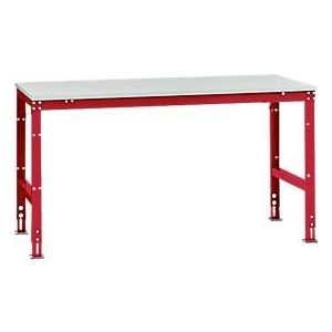 Manuflex Arbeitstisch UNIVERSAL Standard, 1750 x 1000 mm, Kunststoff lichtgrau, rubinrot