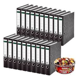LEITZ® Ordner 1050 + 750 g HARIBO Color-Rado Party-Box, DIN A4, Rückenbreite 52 mm, 20 Stück, schwarz