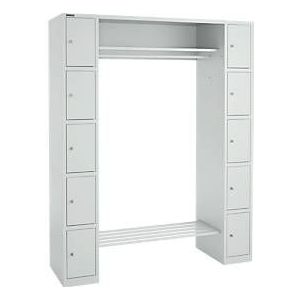 Schäfer Shop Select Schließfachgarderobe, mit Hutablage & Kleiderstange, 2 x 5 Fächer, B 1735 x T 500 x H 1950 mm, lichtgrau/lichtgrau