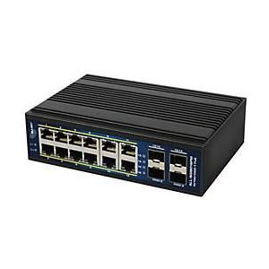 ALLNET ALL-SGI8016PM - Switch - L3 - managed - 12 x 10/100/1000 (PoE+) + 4 x Gigabit SFP - Desktop, an DIN-Schiene montierbar, wandmontierbar